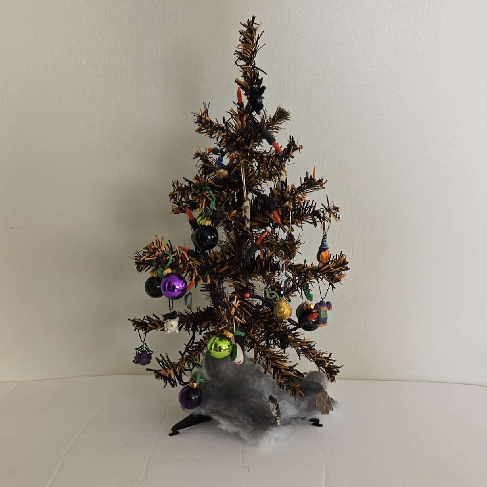 Spookie Orange and Black Lighted Halloween Tree